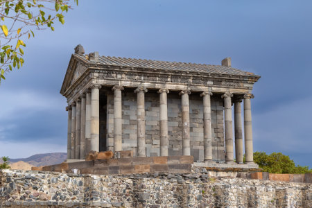 Temple of Garni is the only standing Greco-Roman colonnaded building in Armeniaの写真素材