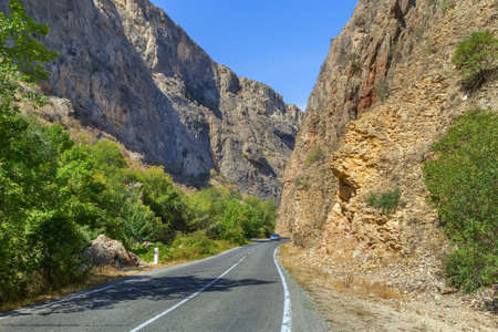 Road in the gorge of Amaghu River, Armeniaの写真素材