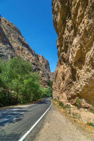 Road in the gorge of Amaghu River, Armeniaの写真素材
