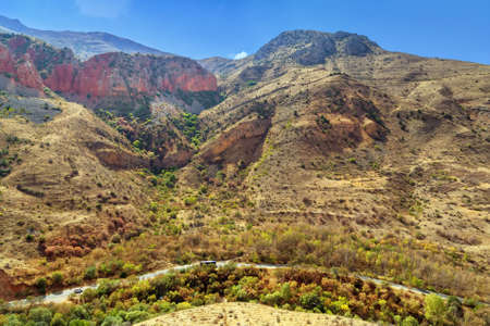 Landscape with mountains near Noravank monastery, Armeniaの写真素材