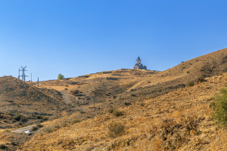View of Tanahat Monastery in mountains in Armeniaの写真素材