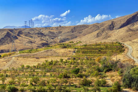 View of Tanahat Monastery in mountains in Armeniaの写真素材