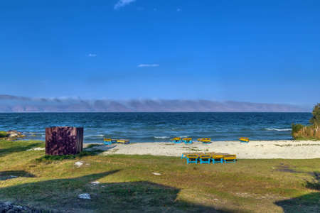 Beach on the shore of Lake Sevan, Armeniaの写真素材