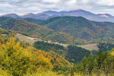 Forested mountains in autumn in Armeniaの写真素材