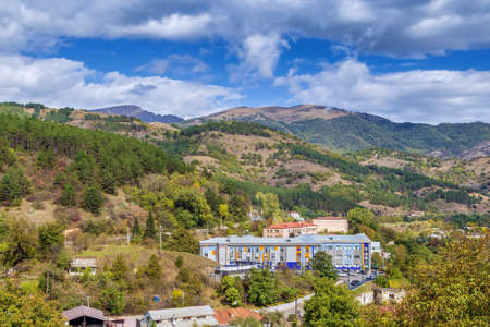View of Dilijan with surrounding mountains, Armeniaの写真素材