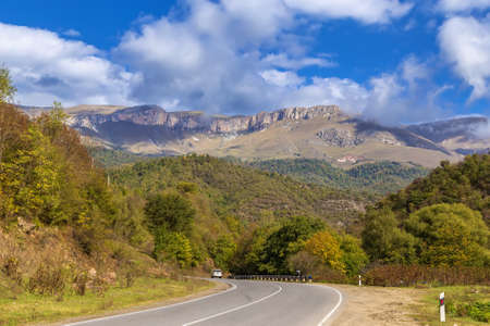 Road in the mountains near Dilijan, Armeniaの写真素材