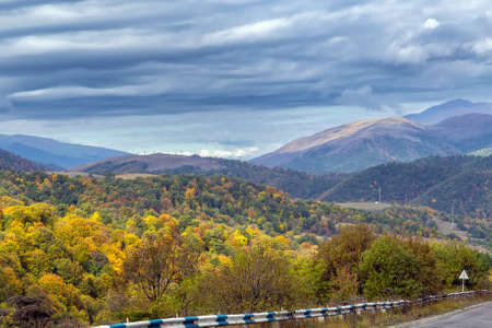 Forested mountains in autumn in Armeniaの写真素材