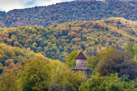 View of Saint Sargis Chapel in vllage of Gosh, Armeniaの写真素材