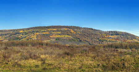 Forested mountains in Adygea in autumn, Russiaの写真素材