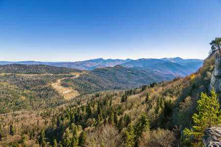 Mountain landscape from the Lago-Naki plateau, Adygea, Russiaの写真素材