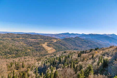Mountain landscape from the Lago-Naki plateau, Adygea, Russiaの写真素材