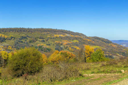 Forested mountains in Adygea in autumn, Russiaの写真素材
