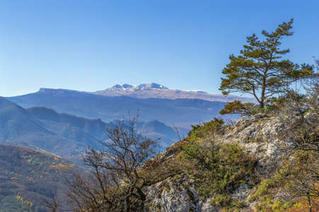Mountain landscape in autumn in Adygea, Russia
