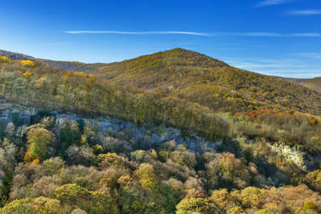 Forested mountains in Adygea in autumn, Russiaの写真素材