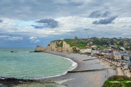 Natural cliffs on Alabaster coast Normandy in Etretat, Franceの写真素材