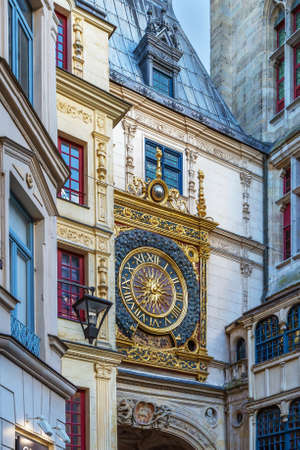 Gros-Horloge or:Great-Clock is a fourteenth-century astronomical clock in Rouen, Normandy, Franceの写真素材