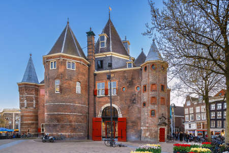The Waag (weigh house) is a 15th-century building on Nieuwmarkt square in Amsterdam, Netherlandsのeditorial素材