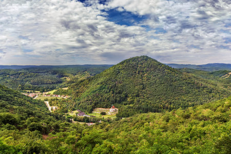 View of the surroundings from Gottweig Abbey hill, Austriaの写真素材