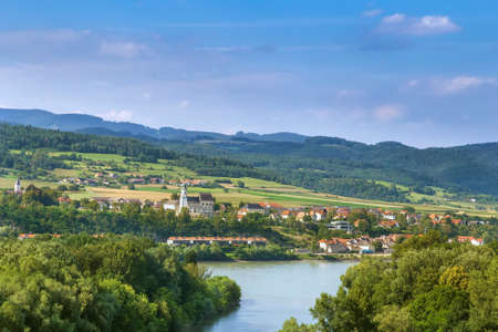 View of Danube river from Melk abbey, Austria.の写真素材