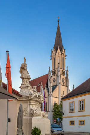 Gothic parish church in Melk city center, Austriaの写真素材