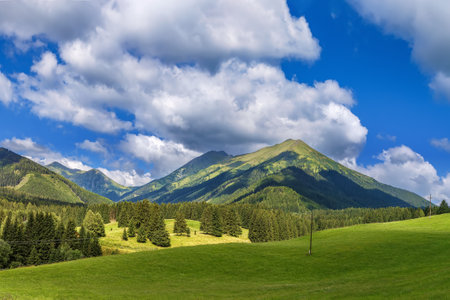 Landscape with Alps mountains in Styria, Austriaの写真素材