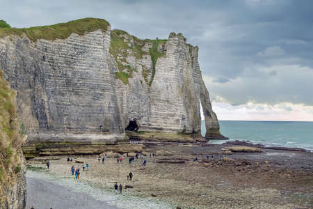 Natural cliffs on Alabaster coast Normandy in Etretat, Franceのeditorial素材