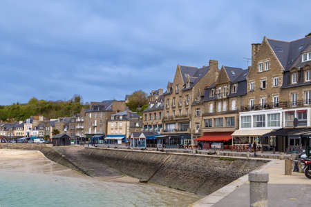 View of waterfront in Cancale city, Brittany, Franceのeditorial素材