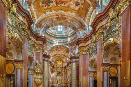 The high point of the baroque Melk abbey is the church, Austria. interior.のeditorial素材