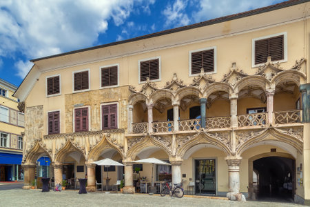 Kornmesser house, built in the Venetian style by Pankraz Kornmess in the 15th century, Bruck an der Mur, Austriaのeditorial素材