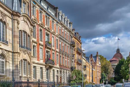 Street in Strasbourg city center, Alsace, Franceの写真素材