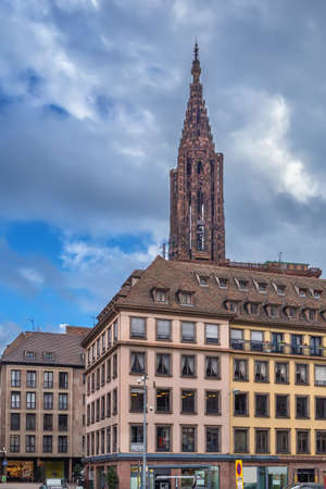 View of Tower of Strasbourg cathedral, Franceの写真素材