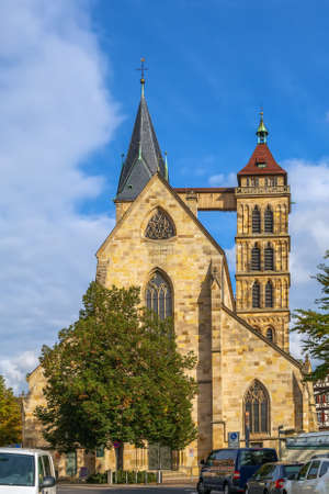 Parish Church of St. Dionysius, Esslingen am Neckar, Germany. The basilica with its three naves and high choir was built between 1220 an about 1315.の写真素材