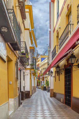 Street in Sevilla old town, Andalusia, Spainの写真素材