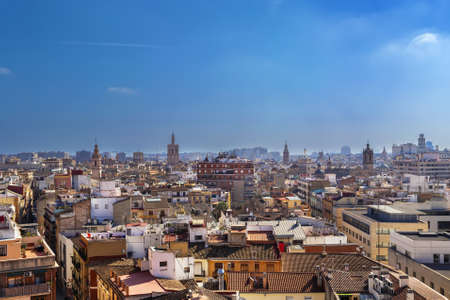 view of Valencia historical center from Quart Towers, Spainの写真素材