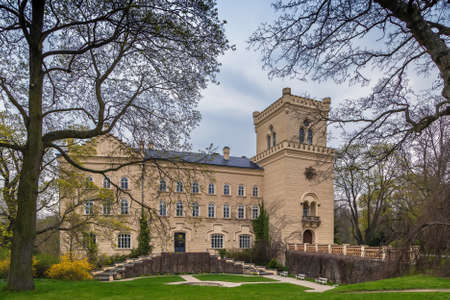 Park and castle in Neo-Gothic style in Chyse, Czech republicのeditorial素材