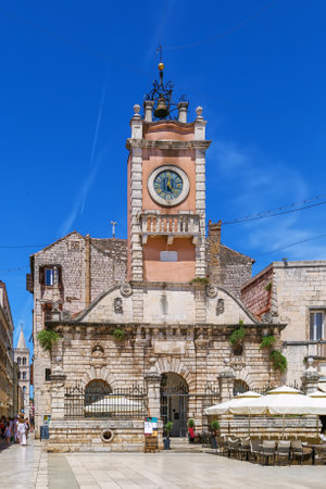 City Guard with clock tower, Zadar, Croatiaの写真素材