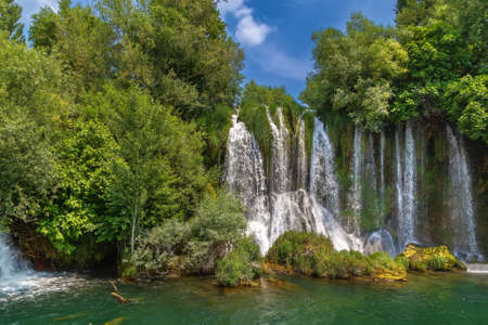 Roski slap is a big waterfall in Krka national park, Croatiaの写真素材