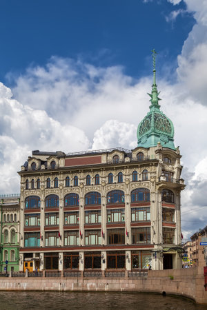 Au Pont Rouge is department store in Art Nouveau style, Saint Petersburg, Russiaのeditorial素材