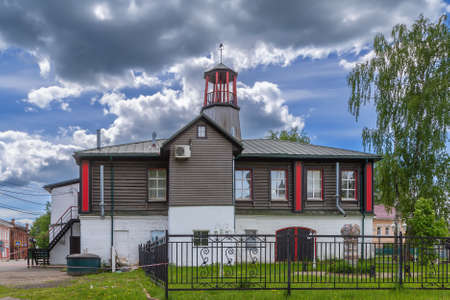 Former fire station in the village of Vyatskoe, Russiaの写真素材