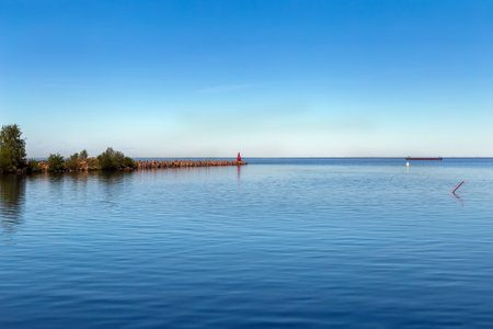 Landscape with Lake Beloye, Russiaの写真素材