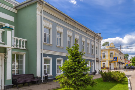 Street in Vyatskoe village, Russiaの写真素材