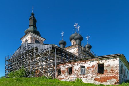 Goritsy Monastery of Resurrection is a Russian Orthodox convent in the village of Goritsy, Vologda oblast, Russiaの写真素材