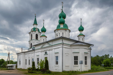 Church of St. Andrew Stratilates in Sulosti near Rustov, Russiaの写真素材