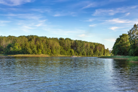 landscape with Lake Seliger, Russiaの写真素材