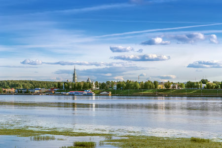 View of Kineshma from Volga, river, Russiaの写真素材