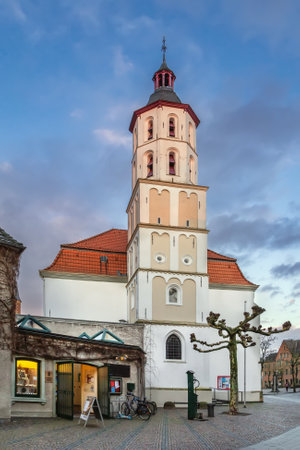 Evangelical church, in Xanten city center, Germanyの写真素材