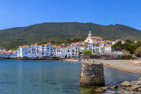 View of Cadaques from the sea, Catalonia, Spainの写真素材