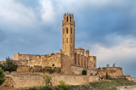 Cathedral of St. Mary of La Seu Vella is the former cathedral church of the Roman Catholic Diocese of Lleida in Lleida, Catalonia, Spainの写真素材