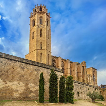 Cathedral of St. Mary of La Seu Vella is the former cathedral church of the Roman Catholic Diocese of Lleida in Lleida, Catalonia, Spainの写真素材