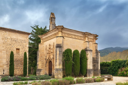 Royal Abbey of Santa Maria de Poblet is a Cistercian monastery founded in 1151, Catalonia, Spainの写真素材